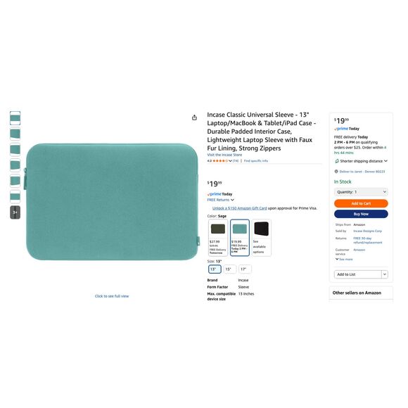 Incase Classic Universal Laptop Sleeve – 13” (Mint Green) - Picture 2 of 3